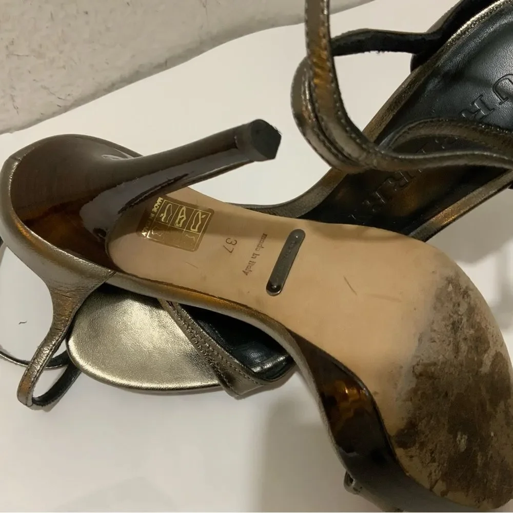 Burberry Pewter Gunmetal Metallic Stiletto Heels size 37 Italy